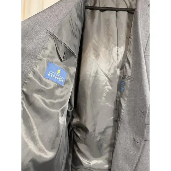 Stafford 60R Gray All Season Blazer Jacket Sport Suit Coat Wool Travel Big Tall - Picture 5 of 11